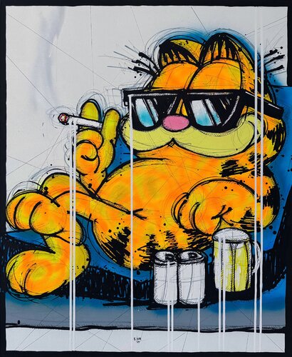 Chilling on fire by Esteban Vera, Painting for Sale on Singulart