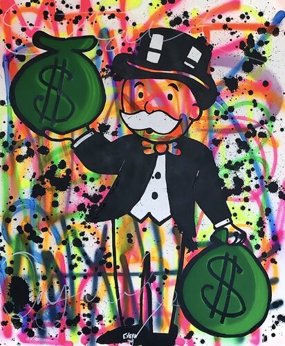 Monopoly Money Bags di Esteban Vera, Pittura in vendita su Singulart