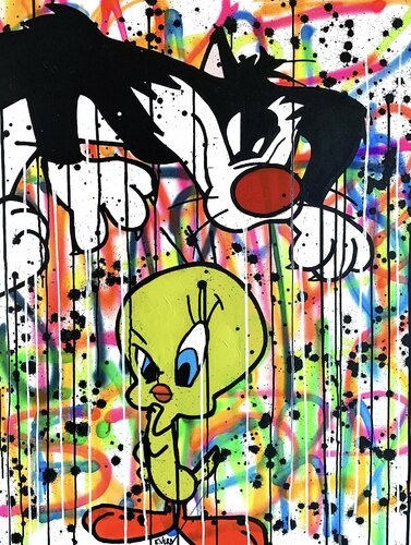 TWEETY & SYLVESTER di Esteban Vera, Pittura in vendita su Singulart
