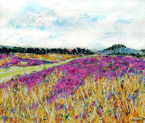 Les bruyères du plateau. van Jean-Pierre Borderie, Schilderij te koop op Singulart