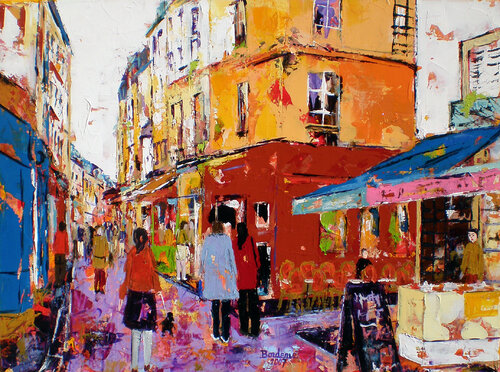 Rue Mouffetard van Jean-Pierre Borderie, Schilderij te koop op Singulart