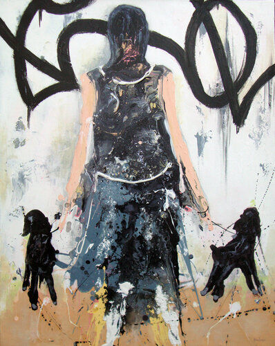 Promenade des chiens. von Jean-Pierre Borderie, Malerei kaufen auf Singulart