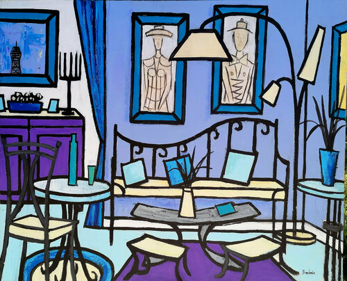 Intérieur bleu. by Jean-Pierre Borderie, 회화 for Sale on Singulart