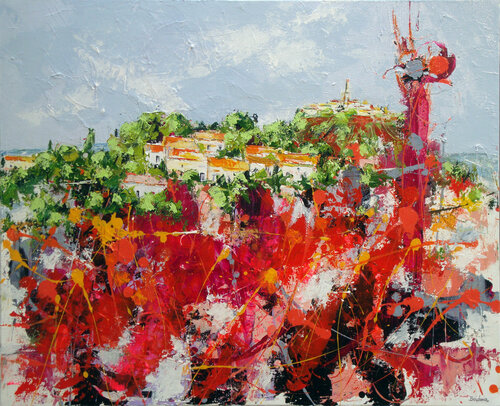Village sur le Mont par Jean-Pierre Borderie, Peinture en vente sur Singulart
