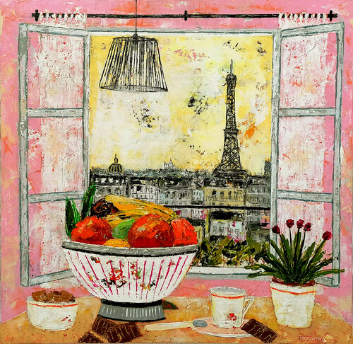 Fenêtre ouverte sur la ville. van Jean-Pierre Borderie, Schilderij te koop op Singulart
