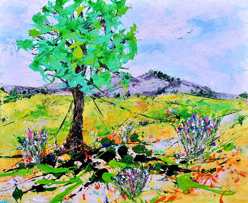 Sur le chemin les fleurs des champs. van Jean-Pierre Borderie, Schilderij te koop op Singulart