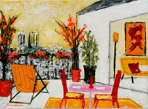 Terrasse sur Paris van Jean-Pierre Borderie, Schilderij te koop op Singulart