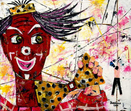 Le clown au noeud papillon van Jean-Pierre Borderie, Schilderij te koop op Singulart