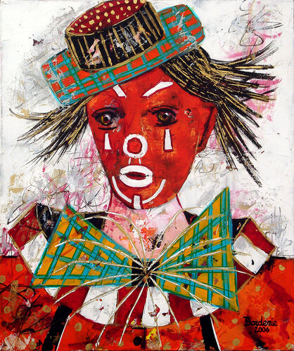 Le clown au chapeau. van Jean-Pierre Borderie, Schilderij te koop op Singulart