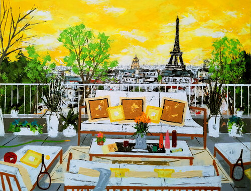 La terrasse blanche. van Jean-Pierre Borderie, Schilderij te koop op Singulart