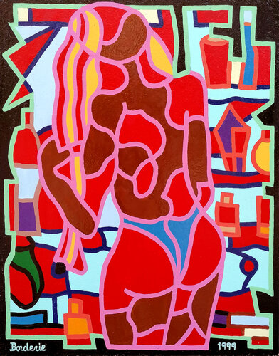 Le slip bleu sur des fesses rondes. de Jean-Pierre Borderie, Pintura a la venta en Singulart