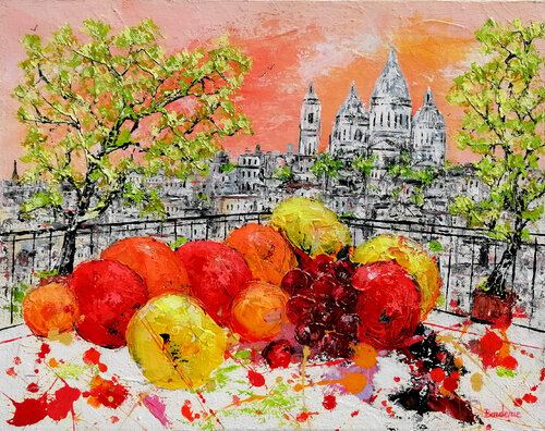 Fruits devant le Sacré-Coeur. van Jean-Pierre Borderie, Schilderij te koop op Singulart