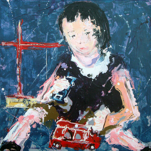 L'enfant aux voitures van Jean-Pierre Borderie, Schilderij te koop op Singulart