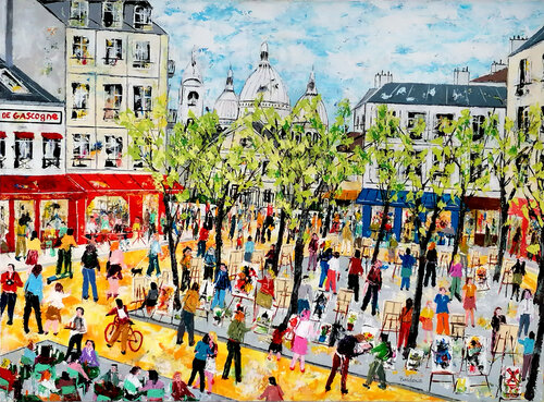 La Place du Tertre et ses peintres von Jean-Pierre Borderie, Malerei kaufen auf Singulart