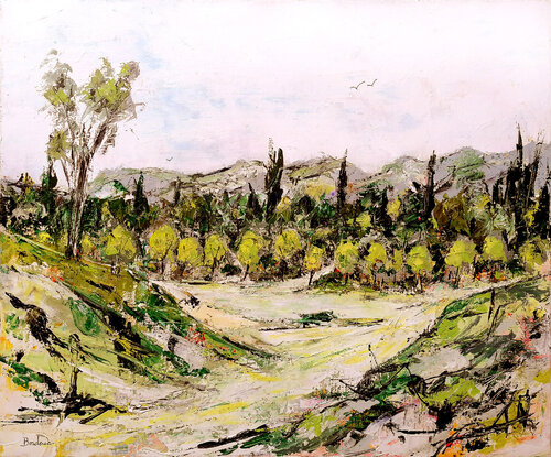 Petite ballade dans la campagne par Jean-Pierre Borderie, Peinture en vente sur Singulart