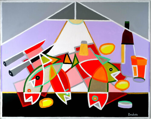 Poissons sous la lampe. von Jean-Pierre Borderie, Malerei kaufen auf Singulart