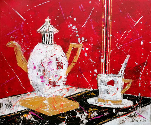 L'invitation au thé van Jean-Pierre Borderie, Schilderij te koop op Singulart