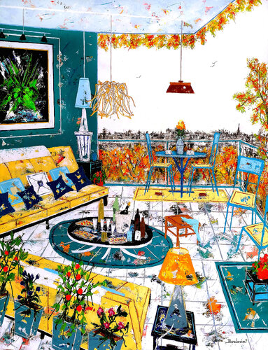 La terrasse bleue von Jean-Pierre Borderie, Malerei kaufen auf Singulart