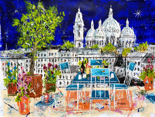 Soirée d'été devant le Sacré-Cœur. von Jean-Pierre Borderie, Malerei kaufen auf Singulart