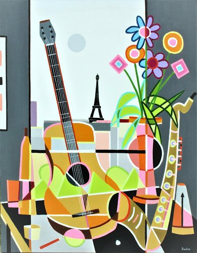 Guitare et saxo von Jean-Pierre Borderie, Malerei kaufen auf Singulart