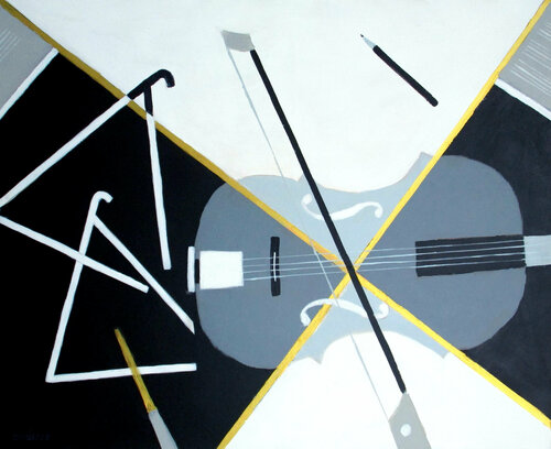 Violon et triangles van Jean-Pierre Borderie, Schilderij te koop op Singulart