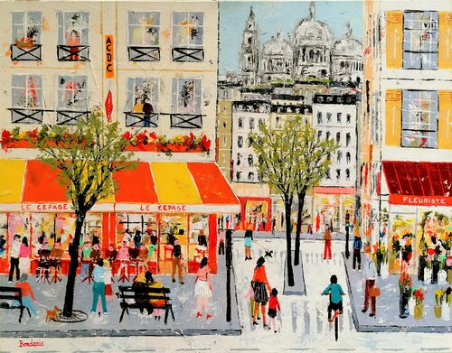 Scène de rue à Paris van Jean-Pierre Borderie, Schilderij te koop op Singulart
