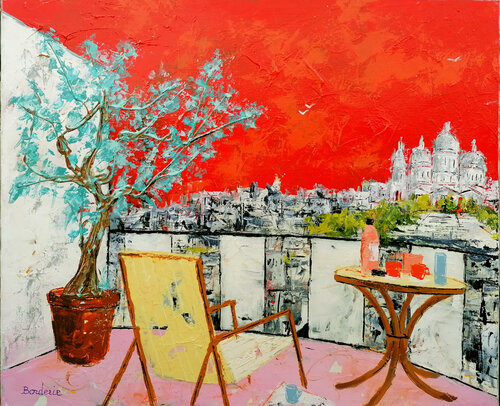 L'olivier sur la terrasse. von Jean-Pierre Borderie, Malerei kaufen auf Singulart