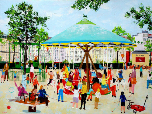 Après le manège guignol. von Jean-Pierre Borderie, Malerei kaufen auf Singulart