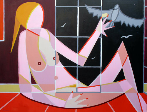 La colombe et le pigeon. di Jean-Pierre Borderie, Pittura in vendita su Singulart