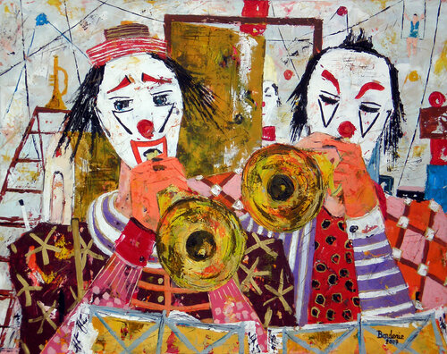 Les deux clowns musiciens. Jean-Pierre Borderie