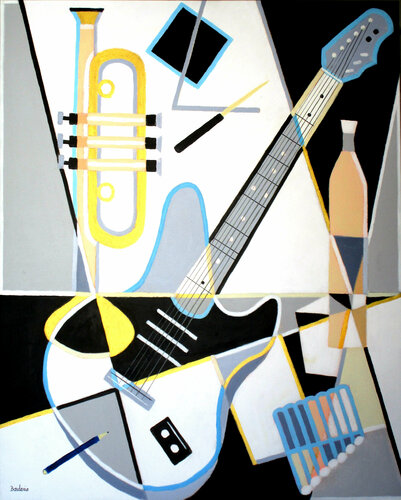 La guitare électrique et les autres instruments van Jean-Pierre Borderie, Schilderij te koop op Singulart