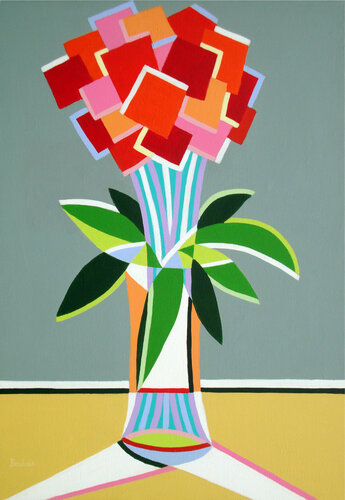 Bouquet fond gris von Jean-Pierre Borderie, Malerei kaufen auf Singulart