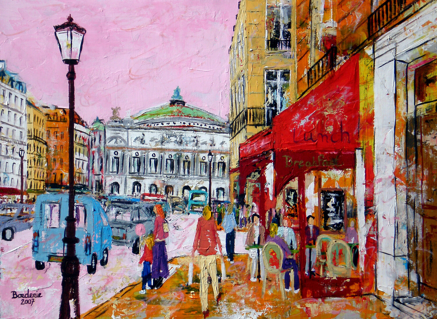 Café avenue de l'Opéra Jean-Pierre Borderie Originalgemälde zu verkaufen