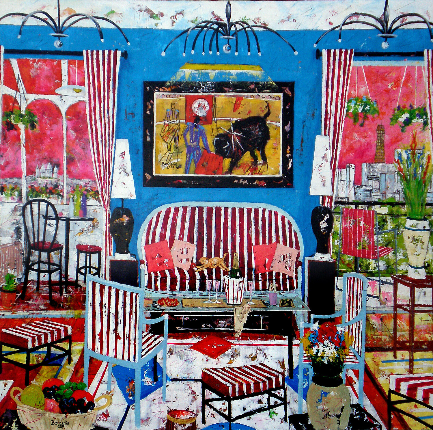 Paris le salon bleu et rouge Jean-Pierre Borderie