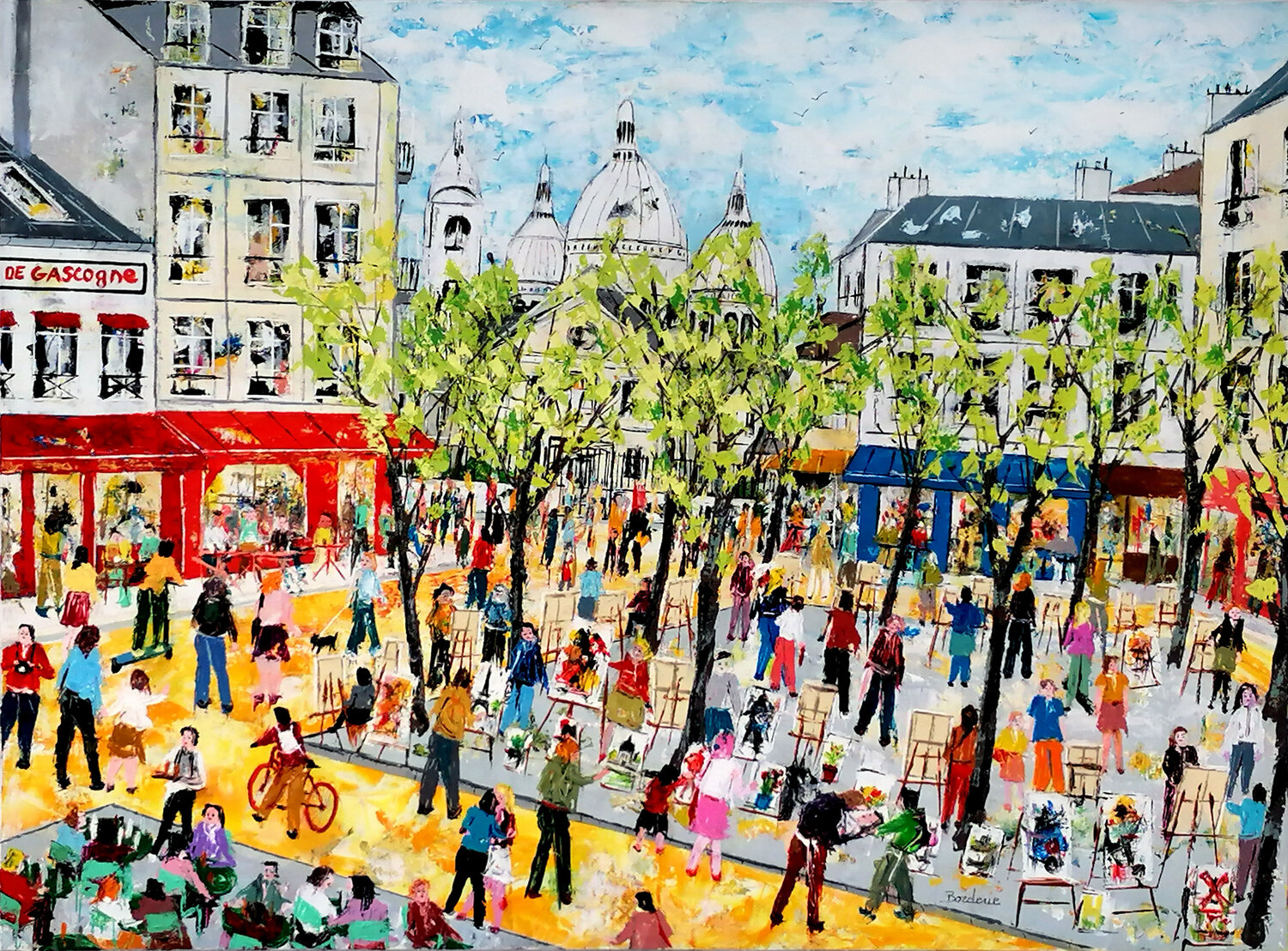 La Place du Tertre et ses peintres Jean-Pierre Borderie Originalgemälde zu verkaufen