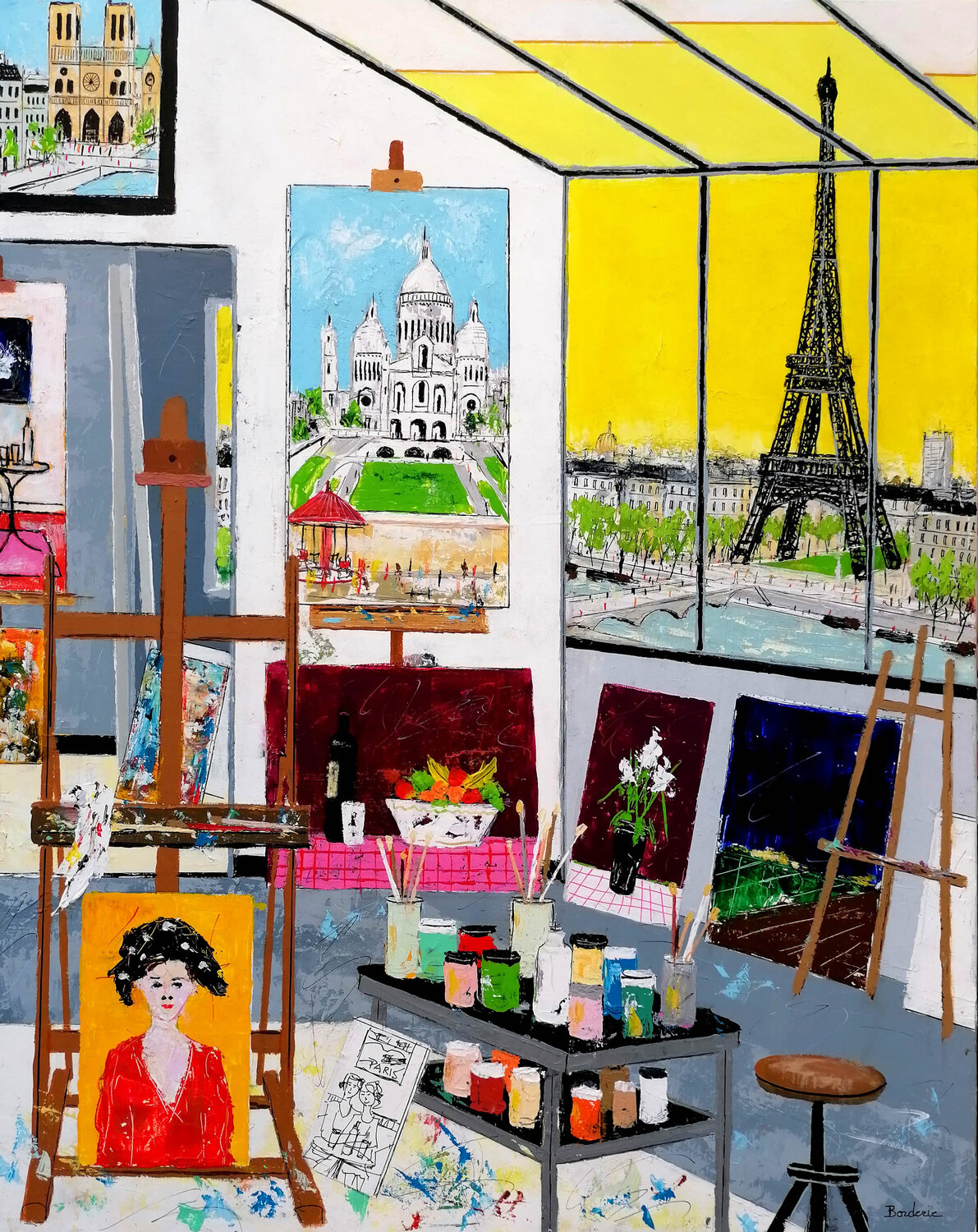 Tableaux dans l'atelier Jean-Pierre Borderie