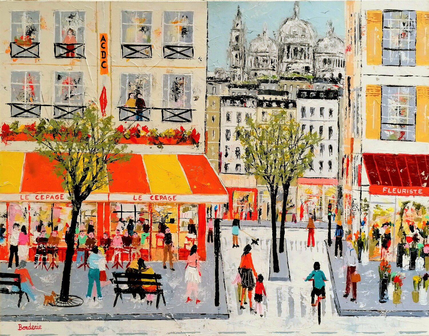 Scène de rue à Paris Jean-Pierre Borderie Originalgemälde zu verkaufen