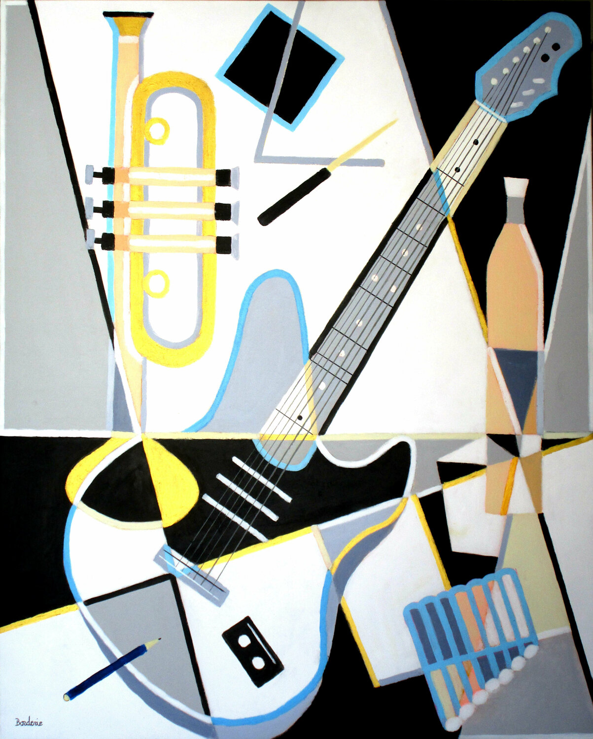 La guitare électrique et les autres instruments Jean-Pierre Borderie Originalgemälde zu verkaufen