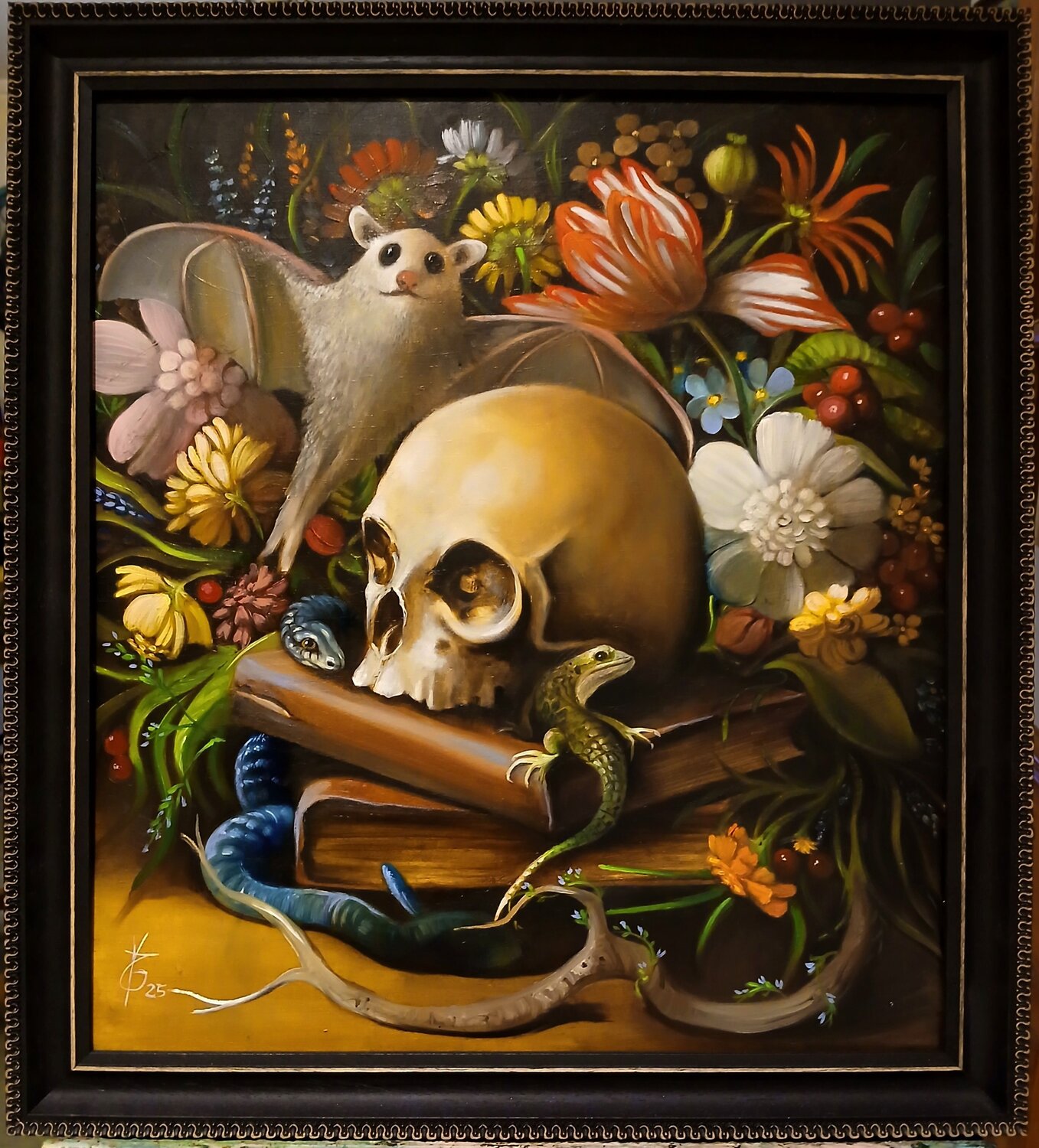 The company of wise creatures door Zoe Chigi (Valentina Toma') (2025) :  Schilderij Olie op Hout - Singulart, image size:1357x1500