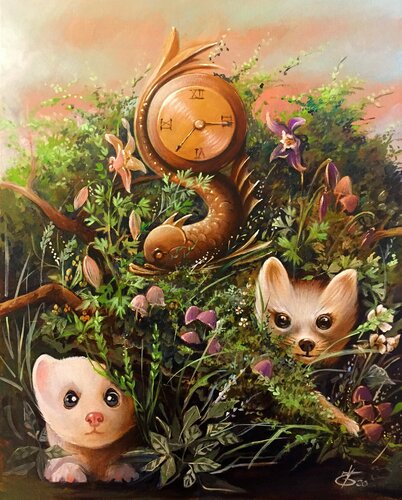 The golden fish. the shy and the rascal par Zoe Chigi (Valentina Toma'), Peinture en vente sur Singulart