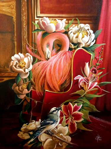 Purple red boudoir par Zoe Chigi (Valentina Toma'), Peinture en vente sur Singulart