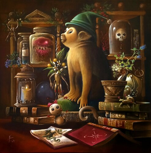 The alchemist's helper par Zoe Chigi (Valentina Toma'), Peinture en vente sur Singulart