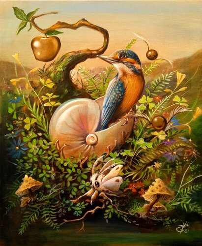 A golden apple par Zoe Chigi (Valentina Toma'), Peinture en vente sur Singulart