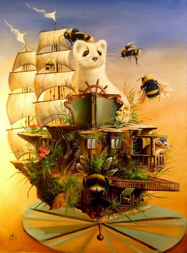 Flying fortress 1 par Zoe Chigi (Valentina Toma'), Peinture en vente sur Singulart
