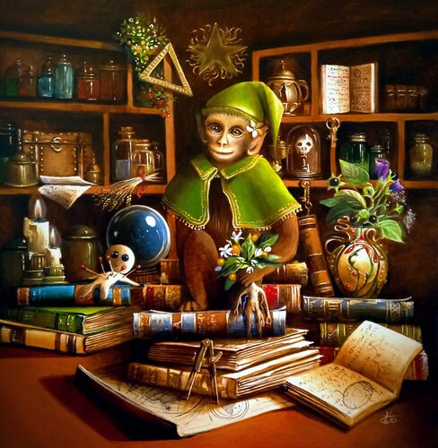 The alchemist's helper II par Zoe Chigi (Valentina Toma'), Peinture en vente sur Singulart