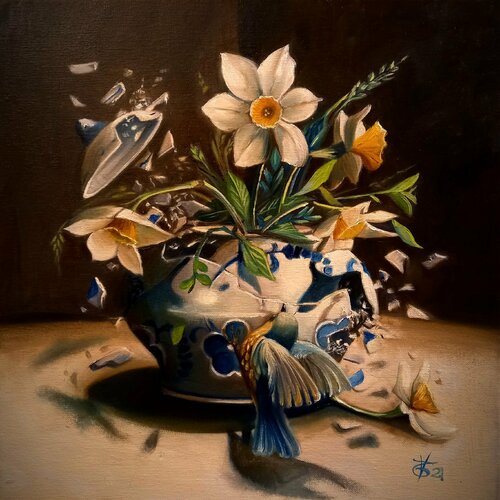 The frightened little bird par Zoe Chigi (Valentina Toma'), Peinture en vente sur Singulart