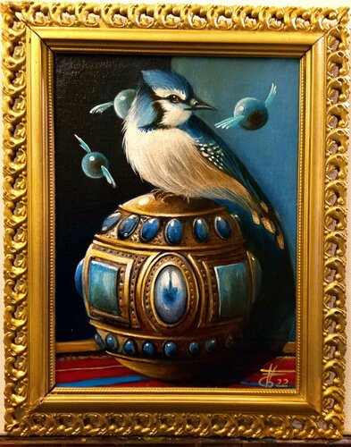 Three blue spirits par Zoe Chigi (Valentina Toma'), Peinture en vente sur Singulart