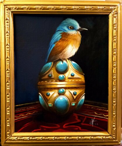 Sweet little blue bird" par Zoe Chigi (Valentina Toma'), Peinture en vente sur Singulart