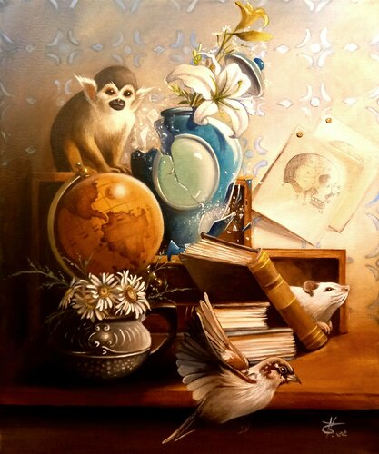 The globe par Zoe Chigi (Valentina Toma'), Peinture en vente sur Singulart