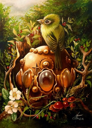 My amber treasure par Zoe Chigi (Valentina Toma'), Peinture en vente sur Singulart